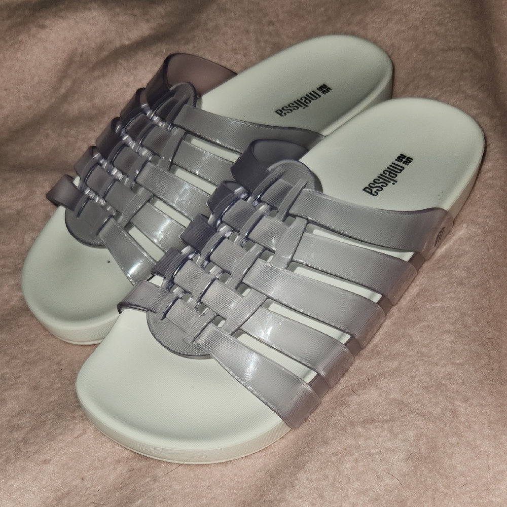 Melissa Gray and White Sandals